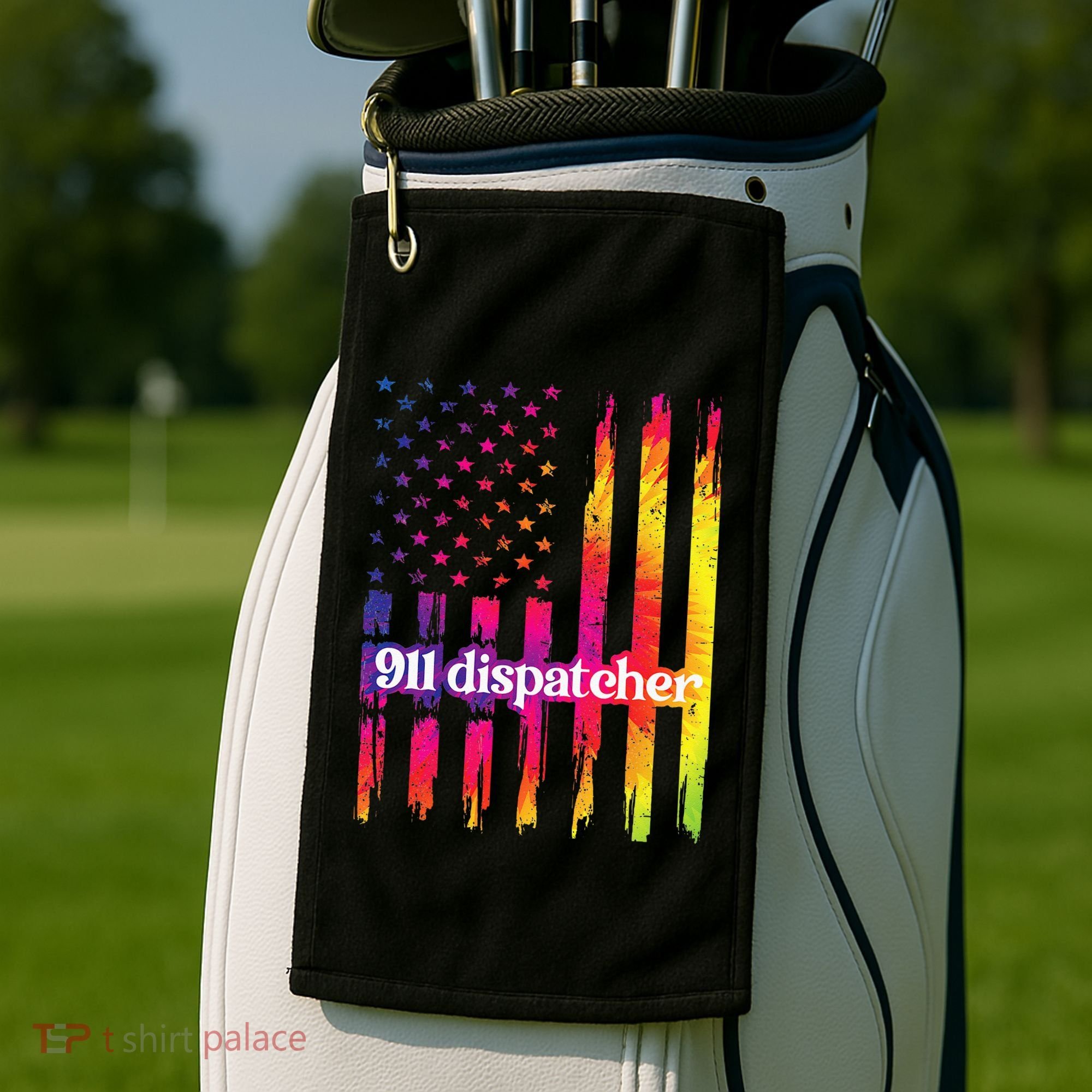 911 Dispatcher US Flag Emergency Dispatcher Golf Towel
