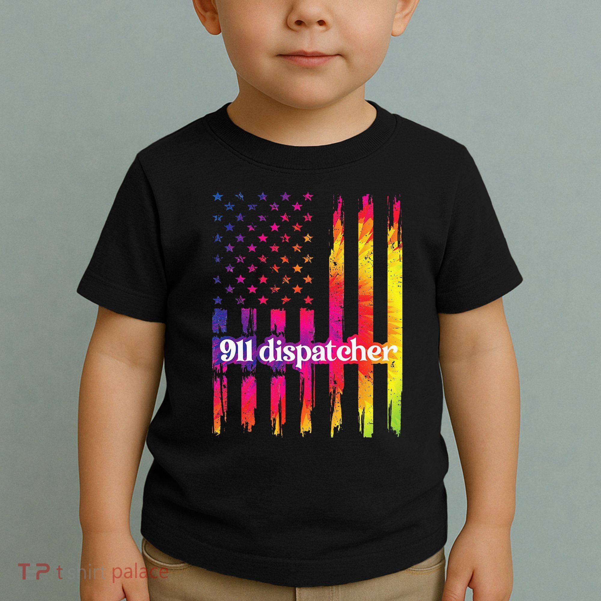 911 Dispatcher US Flag Emergency Dispatcher Toddler T-Shirt