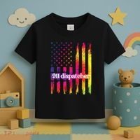 911 Dispatcher US Flag Emergency Dispatcher Toddler T-Shirt thumb 3