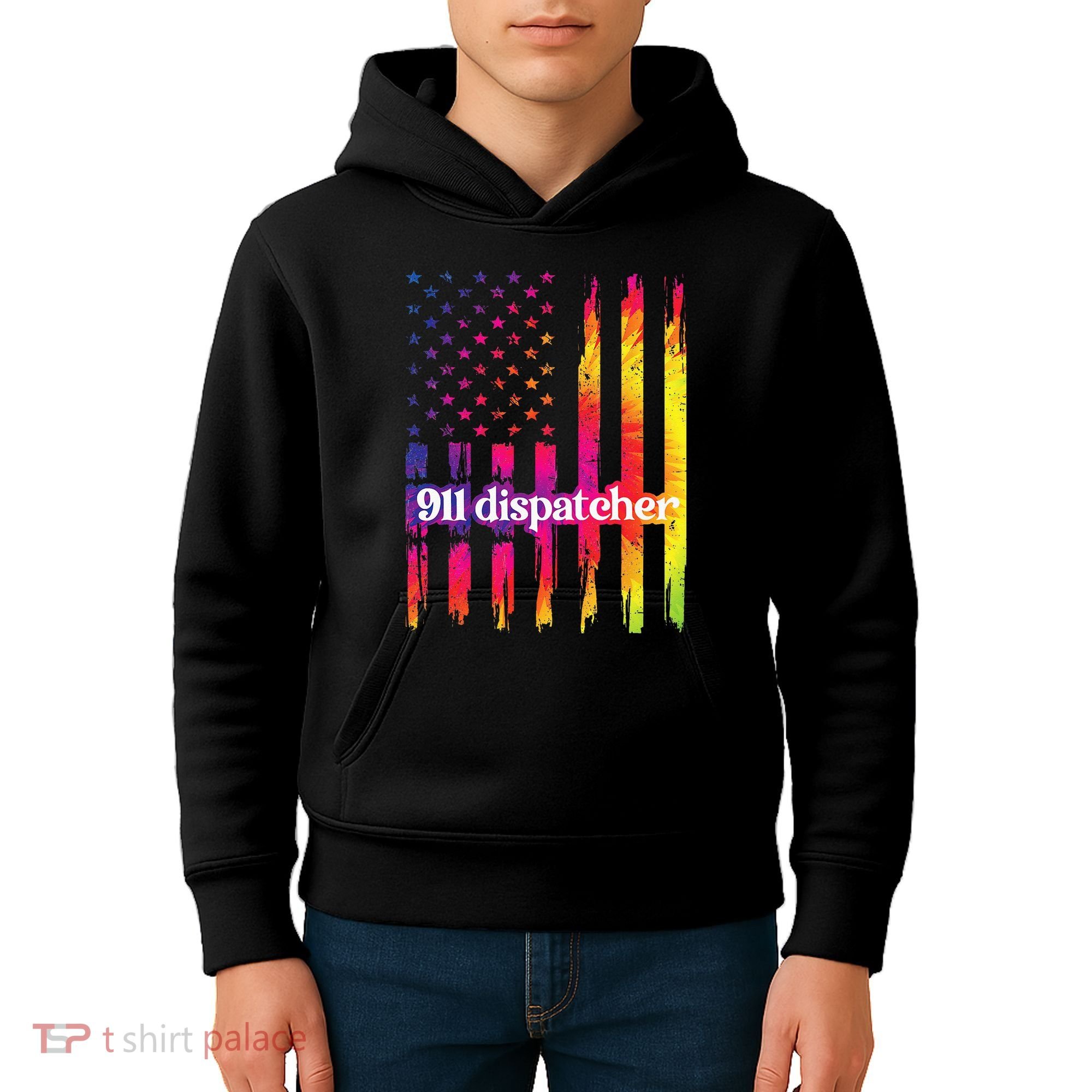 911 Dispatcher US Flag Emergency Dispatcher Kids Hoodie