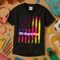 911 Dispatcher US Flag Emergency Dispatcher Kids T-Shirt thumb 3