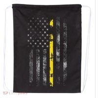 911 Dispatcher With The American Flag On The Back Drawstring Bag thumb 0