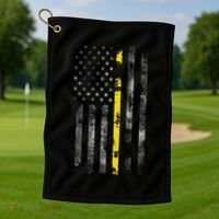 911 Dispatcher With The American Flag On The Back Golf Towel thumb 1