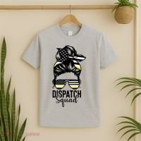 911 Dispatcher Week Dispatch Squad American Flag Messy Bun T-Shirt thumb 2