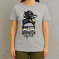 911 Dispatcher Week Dispatch Squad American Flag Messy Bun T-Shirt thumb 4