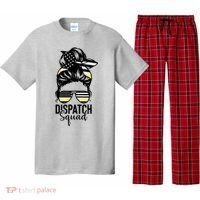 911 Dispatcher Week Dispatch Squad American Flag Messy Bun Pajama Set thumb 0