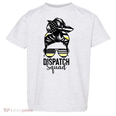 911 Dispatcher Week Dispatch Squad American Flag Messy Bun Toddler T-Shirt