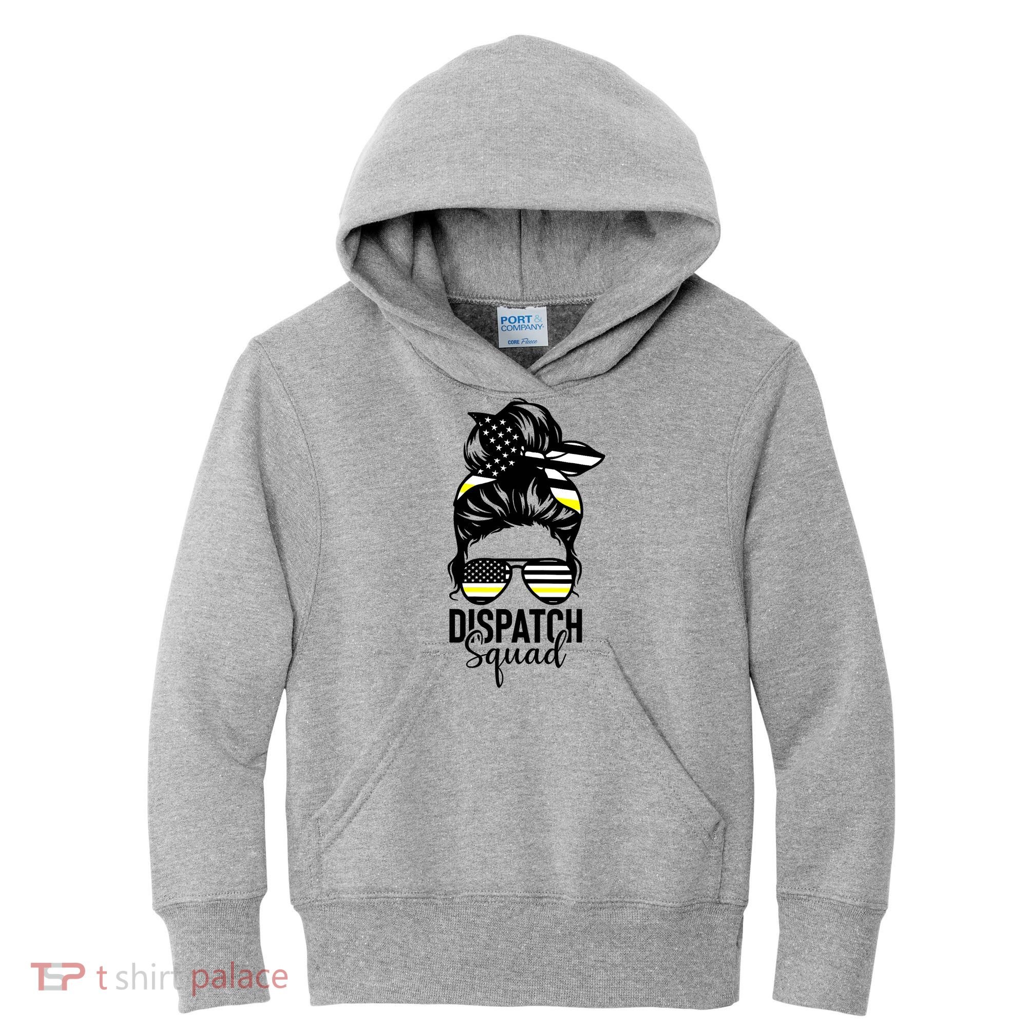 911 Dispatcher Week Dispatch Squad American Flag Messy Bun Kids Hoodie