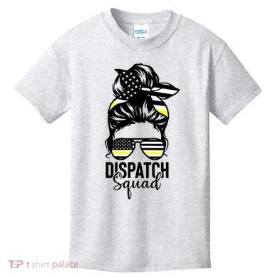 911 Dispatcher Week Dispatch Squad American Flag Messy Bun Kids T-Shirt
