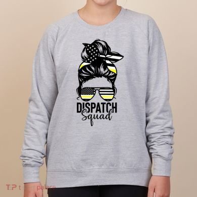 911 Dispatcher Week Dispatch Squad American Flag Messy Bun Women's Sweatshirt