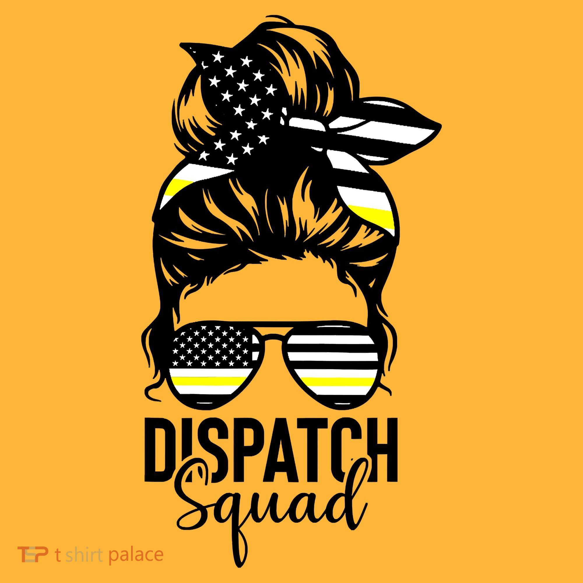 911 Dispatcher Week Dispatch Squad American Flag Messy Bun Pom Pom 12in Knit Beanie