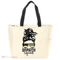 911 Dispatcher Week Dispatch Squad American Flag Messy Bun Tote Bag thumb 0