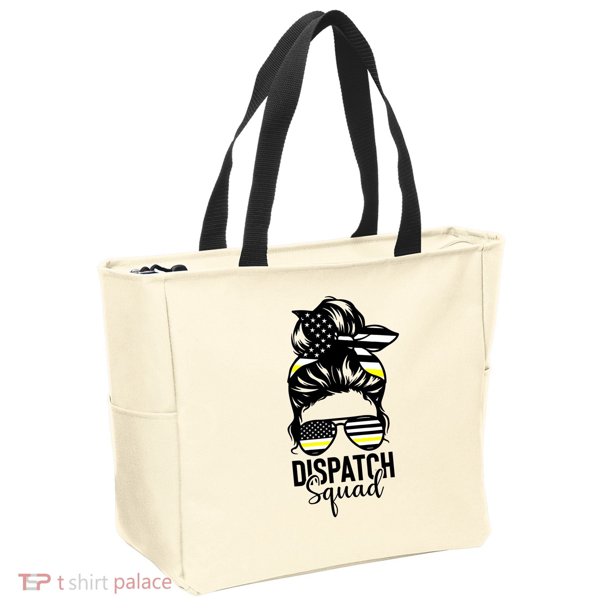 911 Dispatcher Week Dispatch Squad American Flag Messy Bun Tote Bag