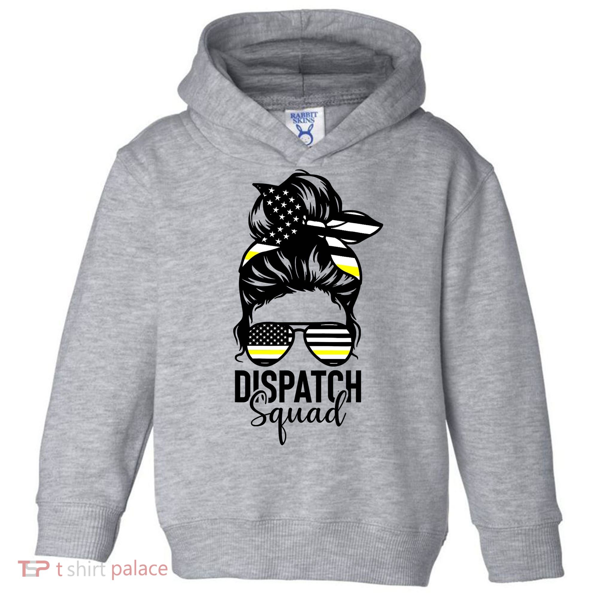 911 Dispatcher Week Dispatch Squad American Flag Messy Bun Toddler Hoodie