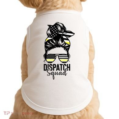 911 Dispatcher Week Dispatch Squad American Flag Messy Bun Doggie Tank
