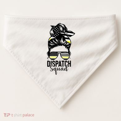 911 Dispatcher Week Dispatch Squad American Flag Messy Bun USA-Made Doggie Bandana