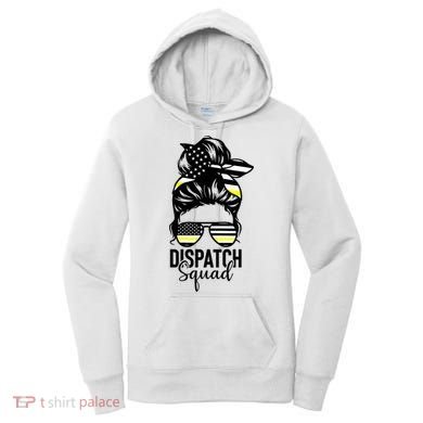 911 Dispatcher Week Dispatch Squad American Flag Messy Bun Women's Hoodie