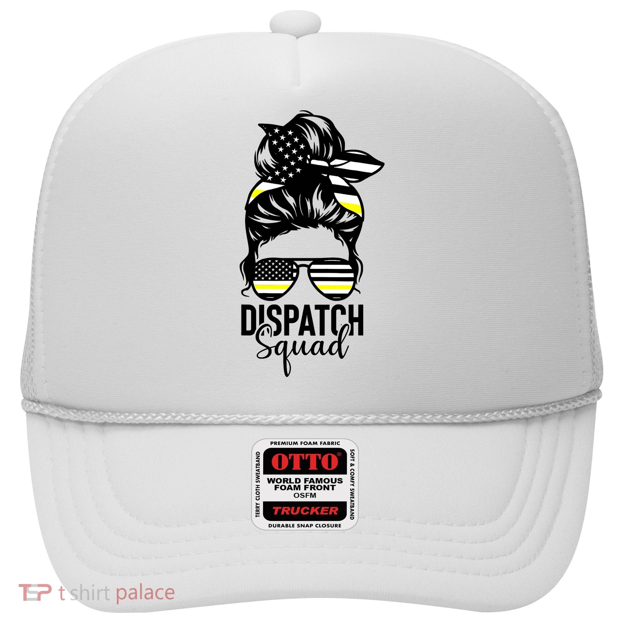 911 Dispatcher Week Dispatch Squad American Flag Messy Bun Hat