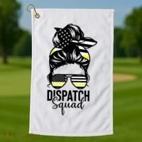 911 Dispatcher Week Dispatch Squad American Flag Messy Bun Golf Towel thumb 1