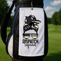 911 Dispatcher Week Dispatch Squad American Flag Messy Bun Golf Towel thumb 2