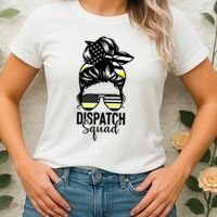 911 Dispatcher Week Dispatch Squad American Flag Messy Bun Women's T-Shirt thumb 2