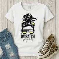 911 Dispatcher Week Dispatch Squad American Flag Messy Bun Women's T-Shirt thumb 3