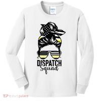 911 Dispatcher Week Dispatch Squad American Flag Messy Bun Kids Long Sleeve Shirt thumb 0