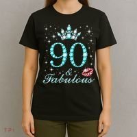90 & Fabulous 90 Years Old Queen'S Birthday Cute T-Shirt thumb 4