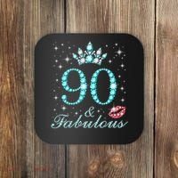 90 & Fabulous 90 Years Old Queen'S Birthday Cute Coaster thumb 0