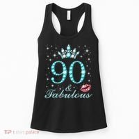 90 & Fabulous 90 Years Old Queen'S Birthday Cute Women's Tank Top thumb 0