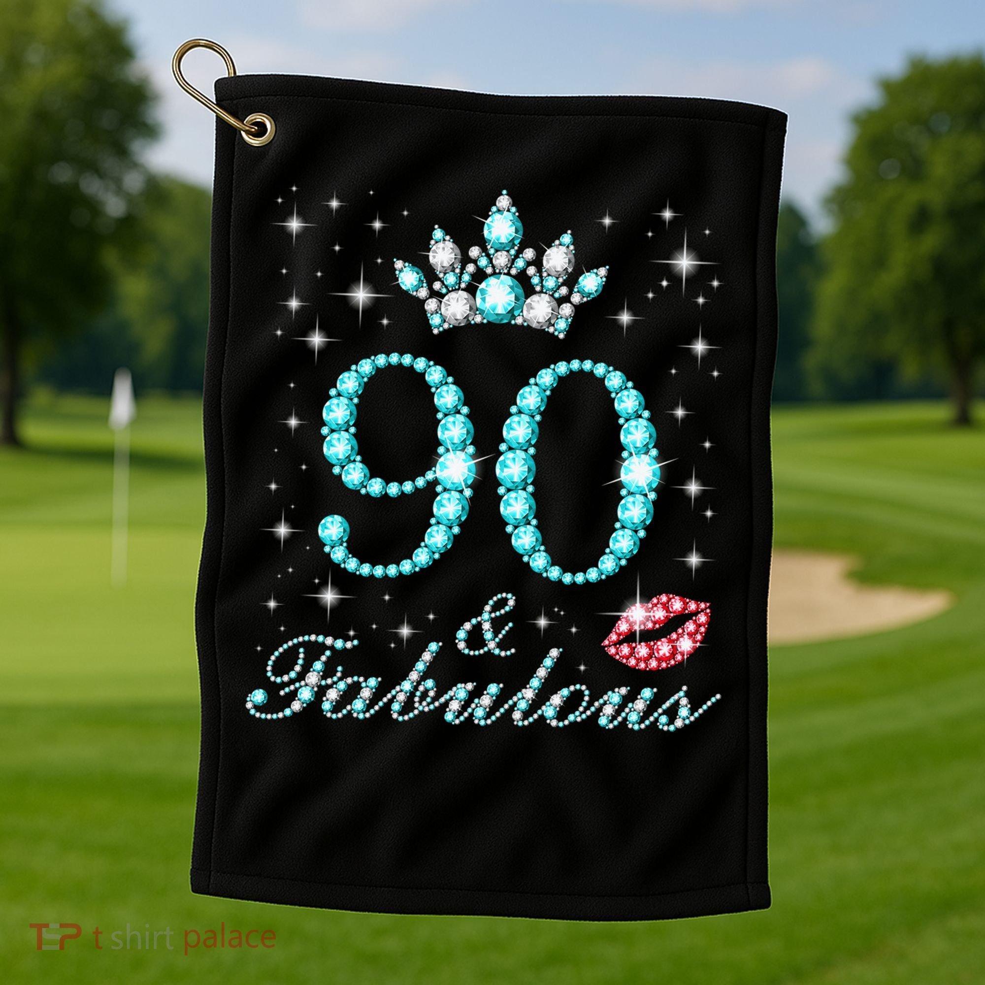 90 & Fabulous 90 Years Old Queen'S Birthday Cute Golf Towel