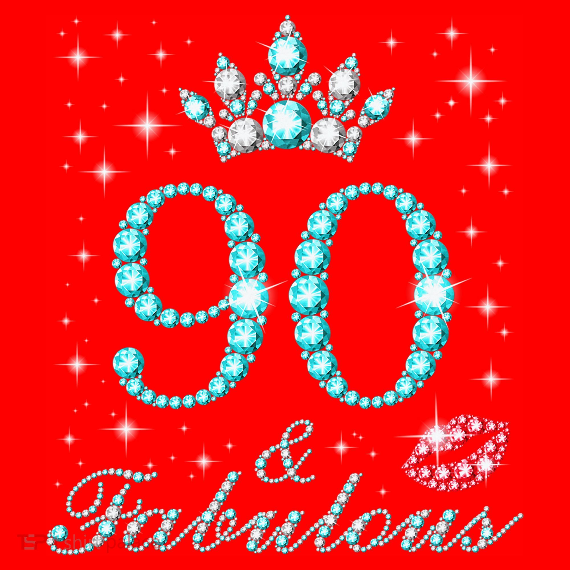 90 & Fabulous 90 Years Old Queen'S Birthday Cute Santa Hat