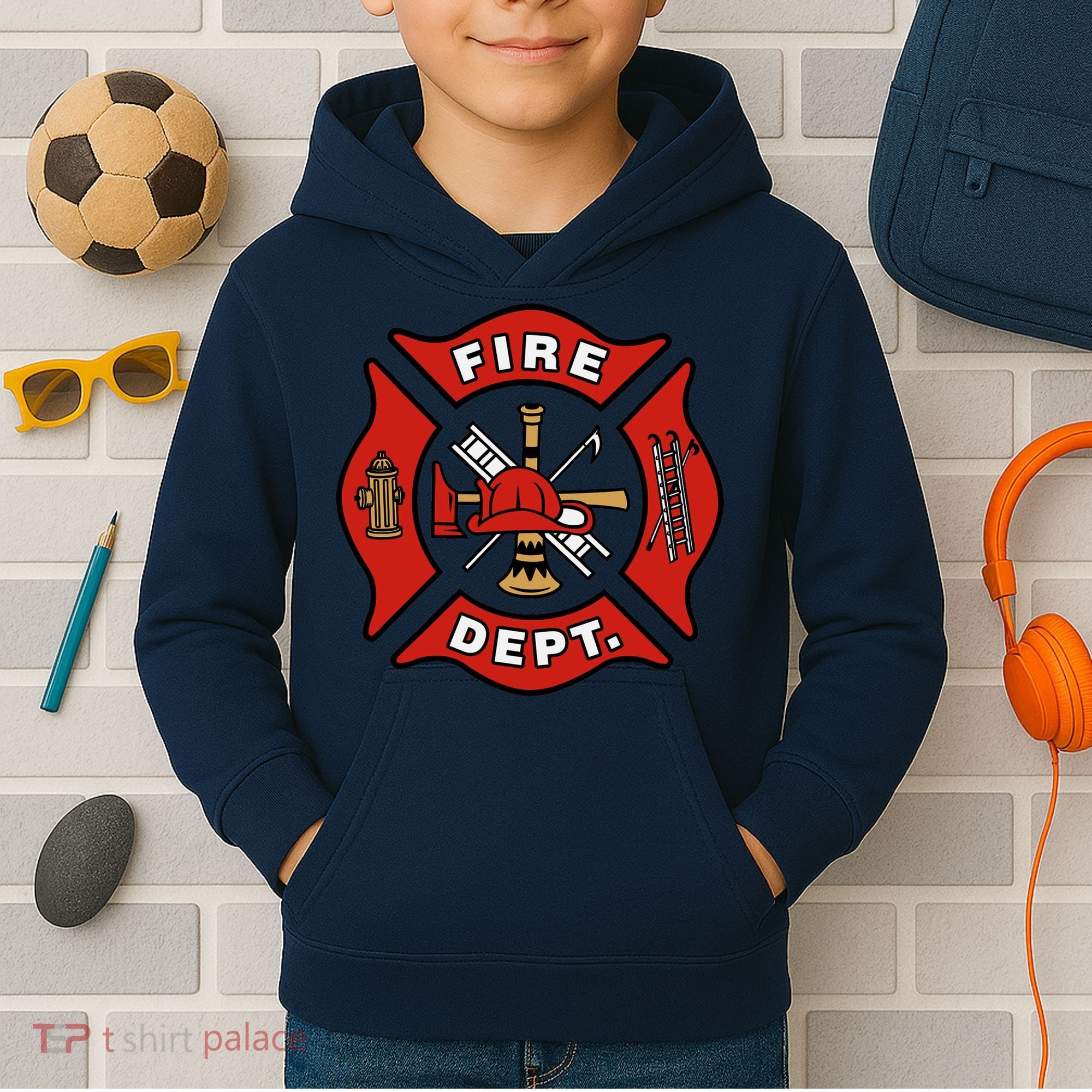 9/11 Fire Department Pocket Logo FDNY 20TH Anniversary Back & Front Kids Hoodie