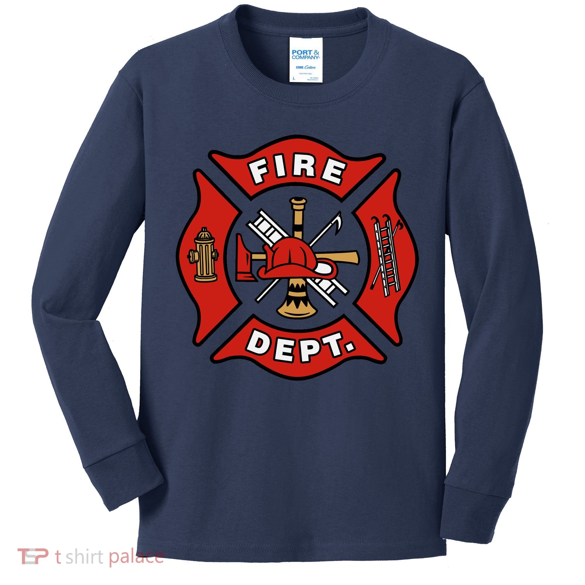 9/11 Fire Department Pocket Logo FDNY 20TH Anniversary Back & Front Kids Long Sleeve Shirt