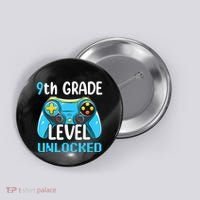 9Th Grade Level Unlocked Back To School Gamer Button thumb 0