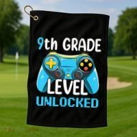 9Th Grade Level Unlocked Back To School Gamer Golf Towel thumb 1