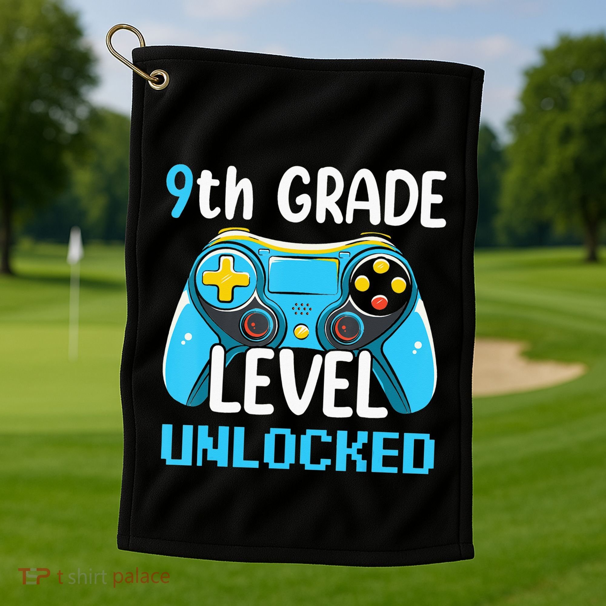 9Th Grade Level Unlocked Back To School Gamer Golf Towel
