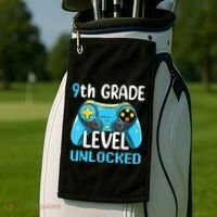 9Th Grade Level Unlocked Back To School Gamer Golf Towel thumb 2