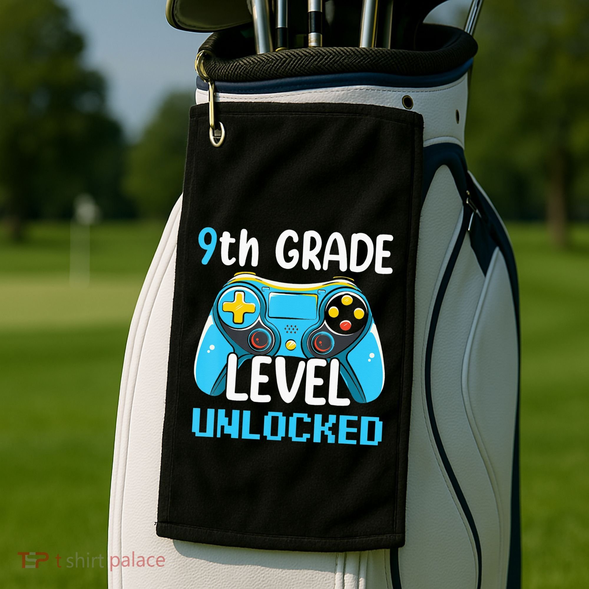 9Th Grade Level Unlocked Back To School Gamer Golf Towel