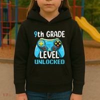 9Th Grade Level Unlocked Back To School Gamer Kids Hoodie thumb 3