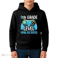 9Th Grade Level Unlocked Back To School Gamer Kids Hoodie thumb 4