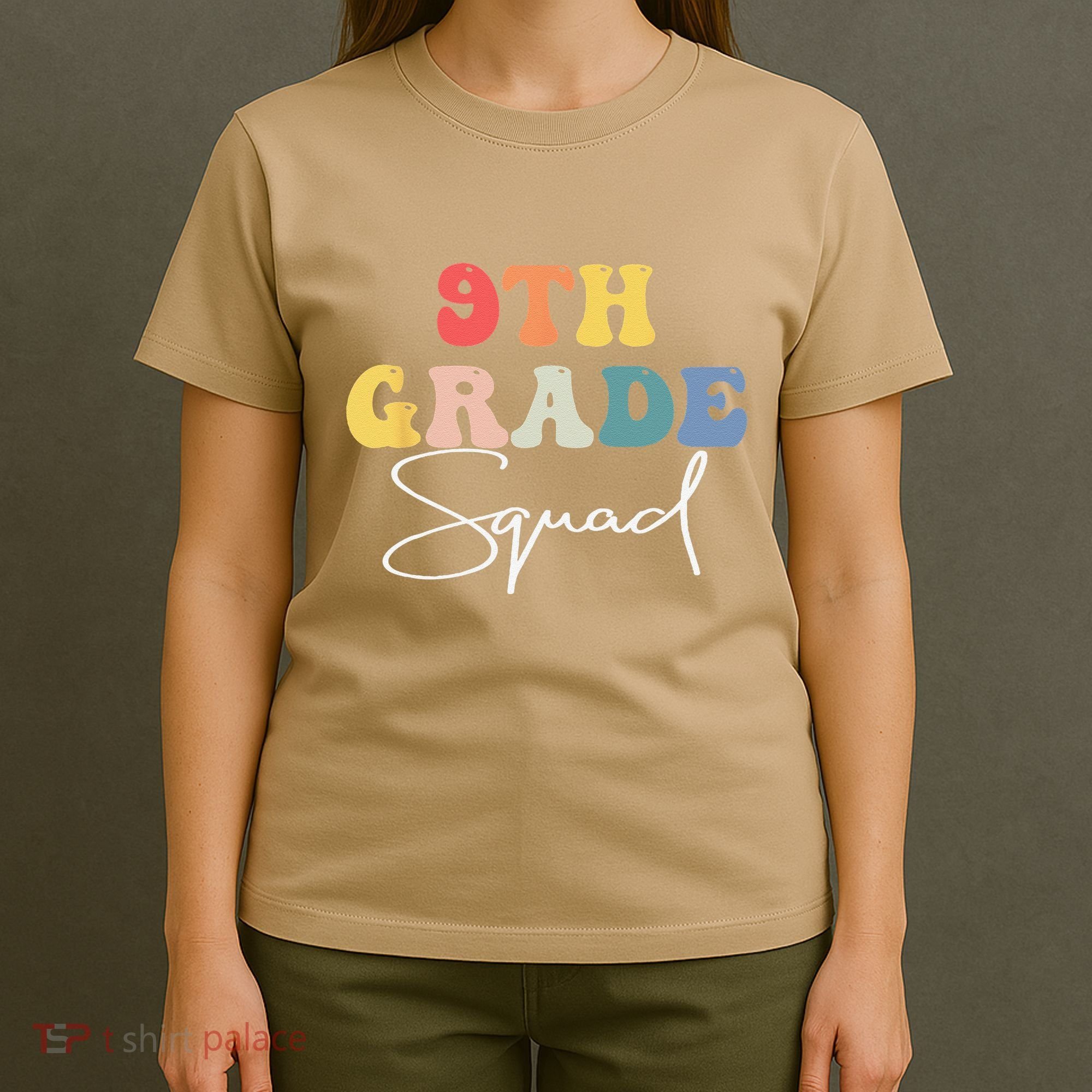 9th Grade Squad Retro Groovy Vintage First Day Of School T-Shirt