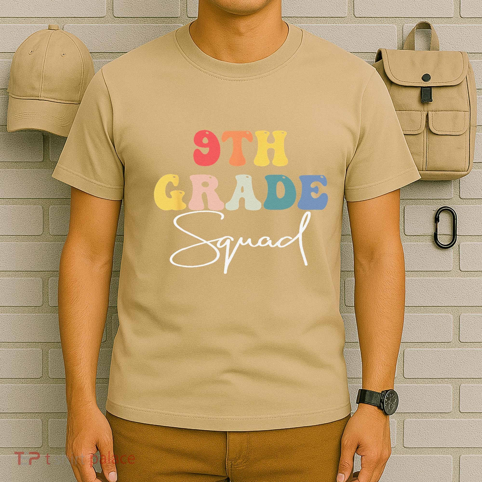 9th Grade Squad Retro Groovy Vintage First Day Of School T-Shirt