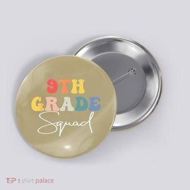 9th Grade Squad Retro Groovy Vintage First Day Of School Button