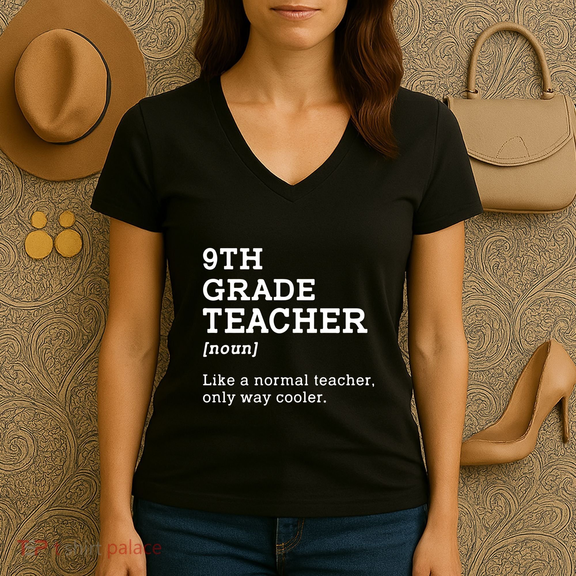 9th Grade Teacher Back To School Idea For Ninth Grade Teacher Gift Women's V-Neck T-Shirt