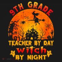 9Th Grade Teacher By Day Witch By Night Costume Halloween Gift Women's Hoodie thumb 2