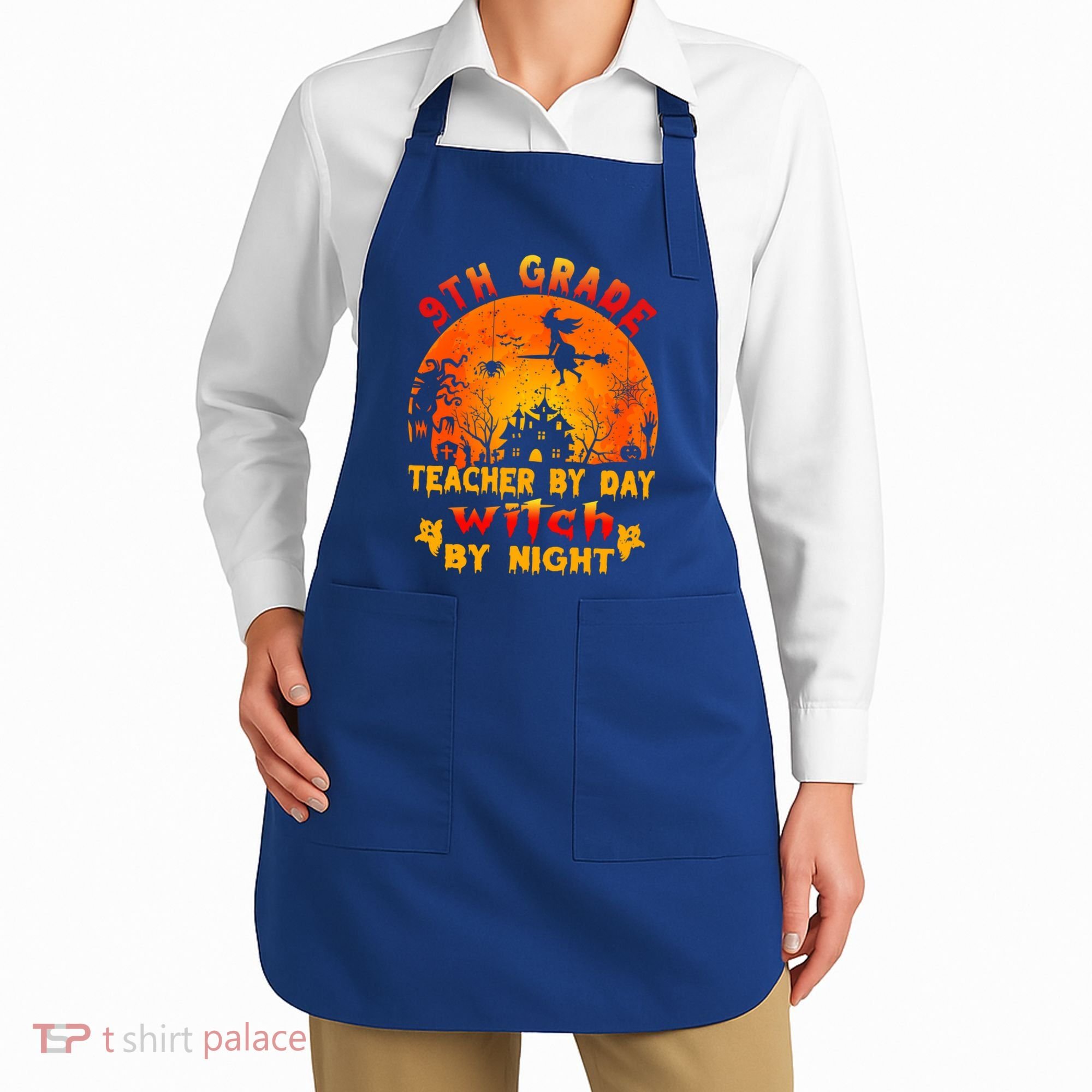 9Th Grade Teacher By Day Witch By Night Costume Halloween Gift Apron
