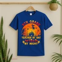 9Th Grade Teacher By Day Witch By Night Costume Halloween Gift T-Shirt thumb 2