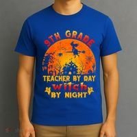 9Th Grade Teacher By Day Witch By Night Costume Halloween Gift T-Shirt thumb 3