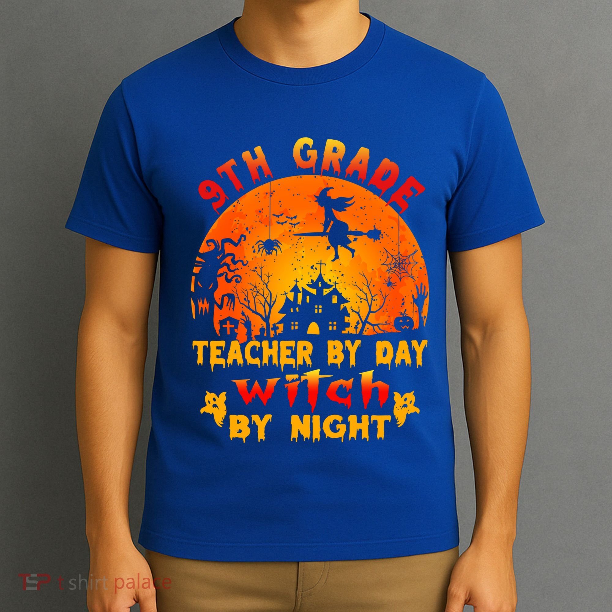 9Th Grade Teacher By Day Witch By Night Costume Halloween Gift T-Shirt